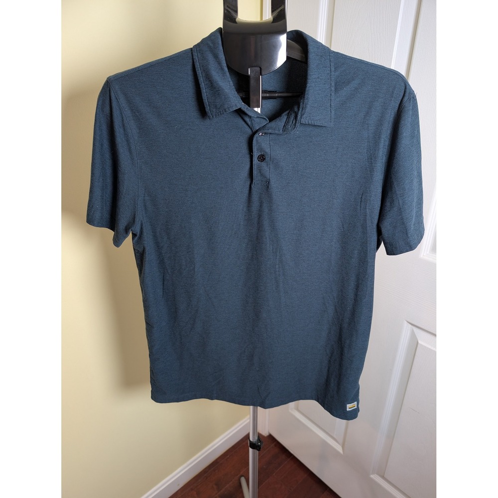 Vuori Strato Tech Polo Mens Medium Teal Heather Short Sleeve Performance